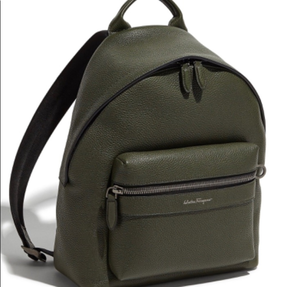 Salvatore Ferragamo Mens Green Calfskin Backpack